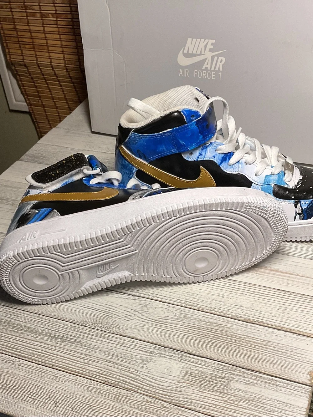 Custom Hand-Painted high-top Nike Air Force 1 sneakers Men's Size 8
